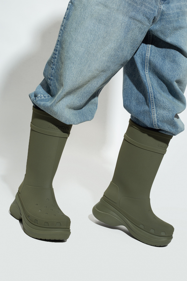 balenciaga croc boot green